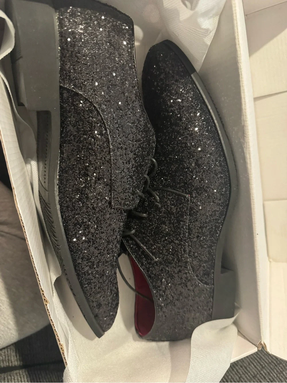 Men's Black Glitter Lace-Up oxfords